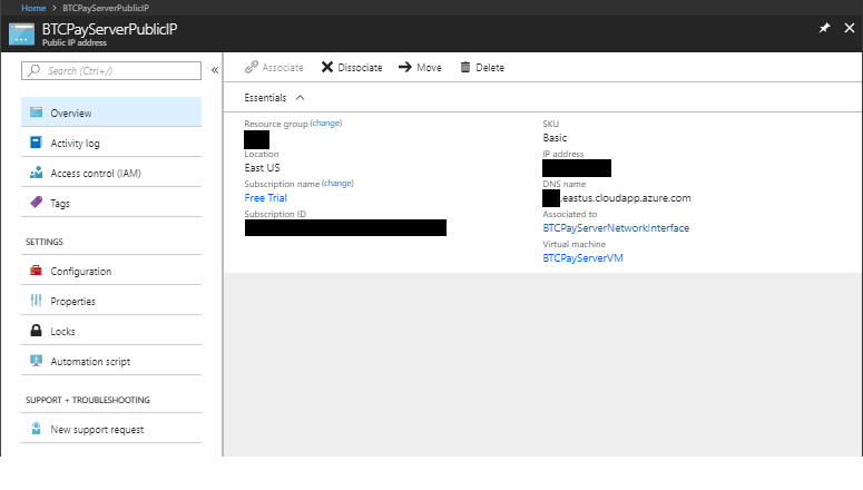 Azure BTCPayServerPublicIP Azure BTCPayServerPublicIP
