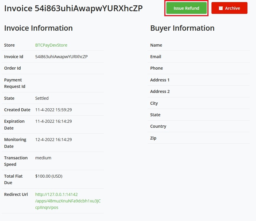 BTCPay Server refund feature BTCPay Server refund feature